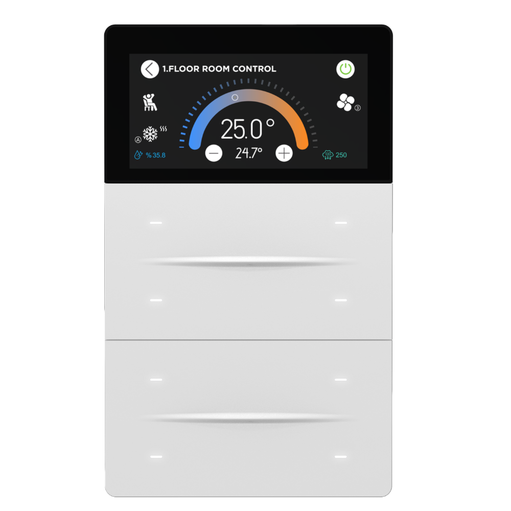 Interra iXm KNX Touchpanel 3 Zoll, 8-fach, LCD-Display, Luftqualitätssensor (AQI), PureLine Weiß