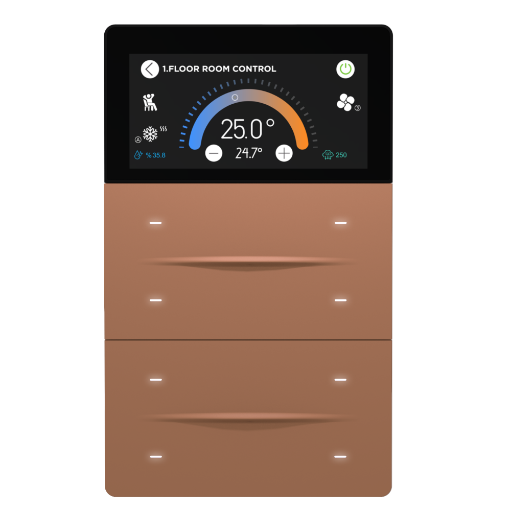 Interra iXm KNX Taster, 8-fach, 3-Zoll-Display, Aluminium Gold